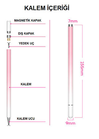 Dokunmatik Tablet Telefon Kalemi +1 Yedek Uç Renk Geçişli Passive Stylus Bilgisayar Kalem