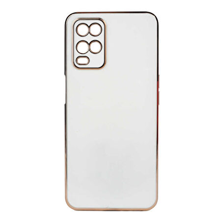 Oppo A54 4G Kılıf Köşeli Altın Model Kapak