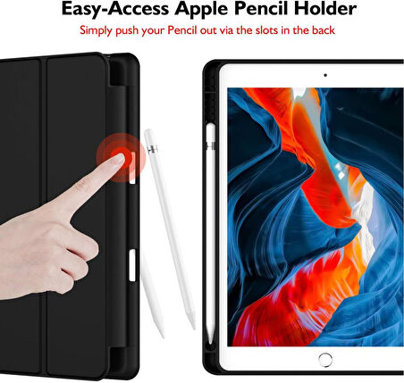 Apple iPad 9. Nesil 10.2" 2021 Kılıf Kalem Bölmeli Smart Case A2602 A2603 A2604 A2605