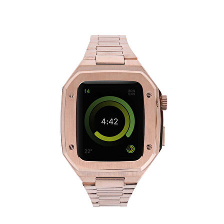 Apple Watch 44mm Kordon Swatch Saat Modeli Kasalı Metal Kordon