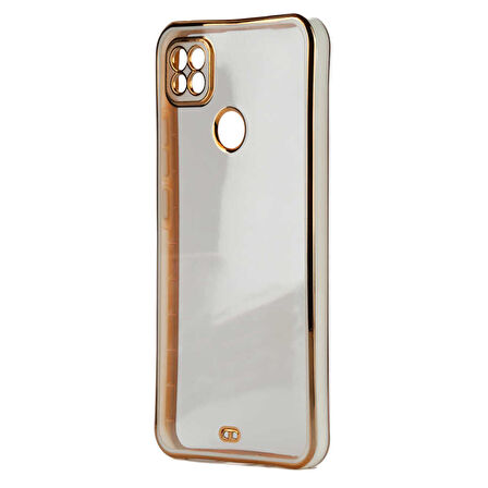 Xiaomi Redmi 9C Kılıf Köşeli Gold Şeffaf Kapak
