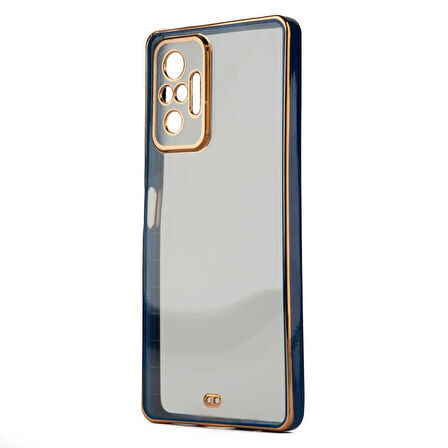 Xiaomi Redmi Note 10 Pro Kılıf Köşeli Gold Şeffaf Kapak