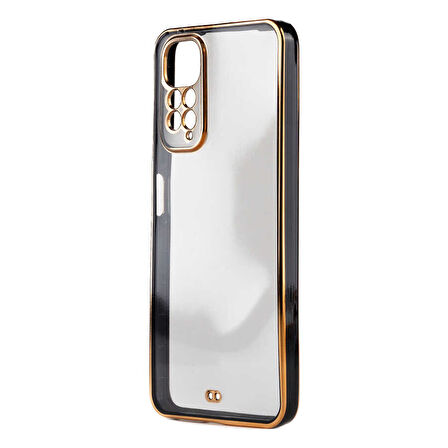 Xiaomi Redmi Note 11S Global Kılıf Köşeli Gold Şeffaf Kapak