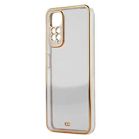 Xiaomi Redmi Note 11S Global Kılıf Köşeli Gold Şeffaf Kapak