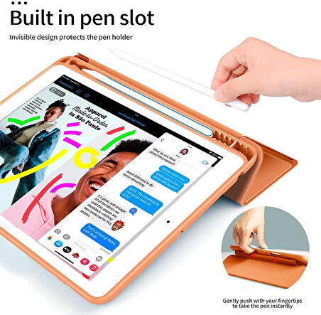 Apple iPad 7. Nesil 10.2" Kılıf Kalem Bölmeli Smart Case A2197 A2198 A2200