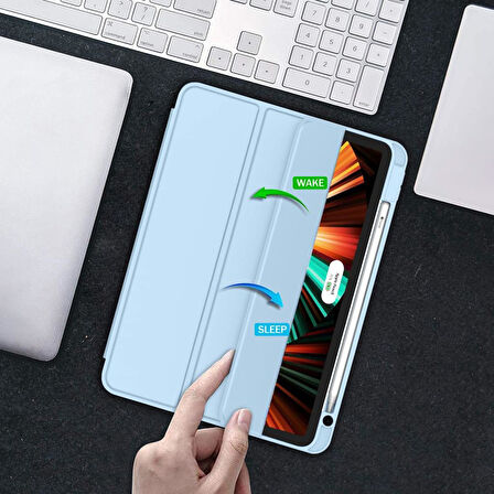 Apple iPad Pro 12.9 6. Nesil 5. Nesil Kılıf Pen Charge Kalem Bölmeli 2021-2022