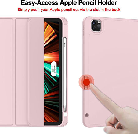 Apple iPad Pro 12.9 6. Nesil 5. Nesil Kılıf Pen Charge Kalem Bölmeli 2021-2022