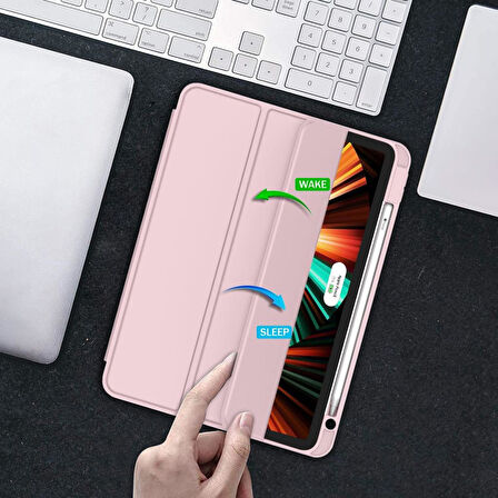 Apple iPad Pro 12.9 6. Nesil 5. Nesil Kılıf Pen Charge Kalem Bölmeli 2021-2022