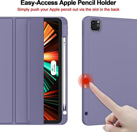 Apple iPad Pro 12.9 6. Nesil 5. Nesil Kılıf Pen Charge Kalem Bölmeli 2021-2022