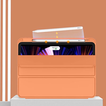 Apple iPad Pro 11 1/2/3/4. Nesil Kılıf Pen Charge Kalem Bölmeli 2018-2023