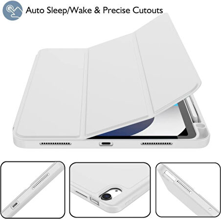 Apple iPad Air 4/5. Nesil 10.9" Kılıf Pen Charge Kalem Bölmeli (10.Nesil Değildir)