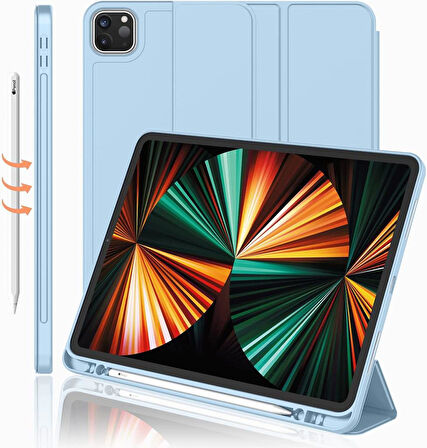 Apple iPad Pro 12.9 3. 4. 5. 6. Nesil Kılıf Kalem Bölmeli Smart Case
