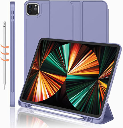 Apple iPad Pro 12.9 3. 4. 5. 6. Nesil Kılıf Kalem Bölmeli Smart Case