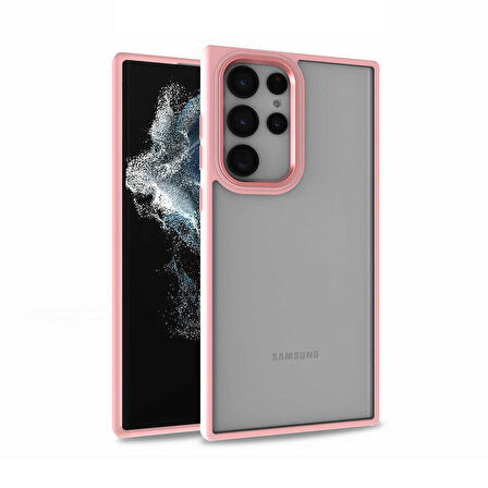 Samsung Galaxy S22 Ultra Kılıf Kamera Nikelaj Kenar Renkli Kapak