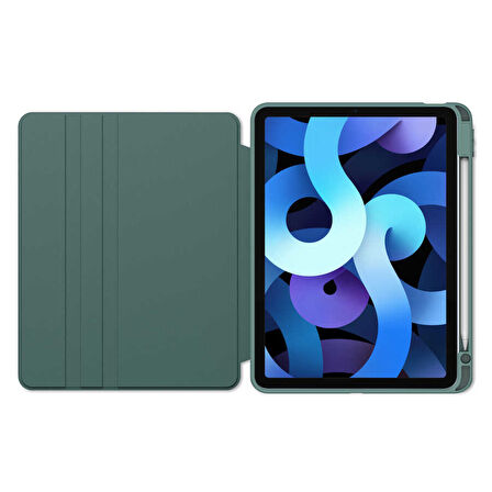 Apple iPad Air 5 10.9" 2022 M1 Kılıf Şeffaf Dönebilen Kalem Bölmeli A2588 A2589 A2591