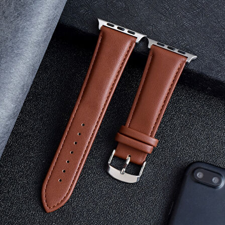 Apple Watch 42/44/45/46/49mm Kordon Şık Deri Kordon NL26 2/3/4/5/6/se/7/8/9/10/ultra