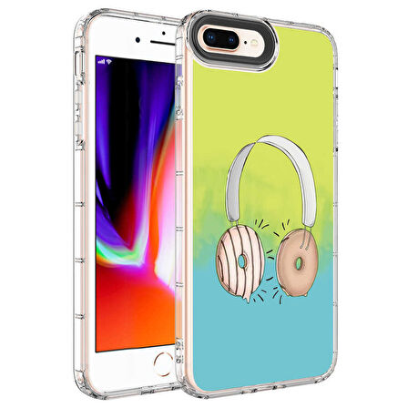 Apple iPhone 8 Plus Kılıf Kamera Korumalı Renkli Desenli Korn Kapak