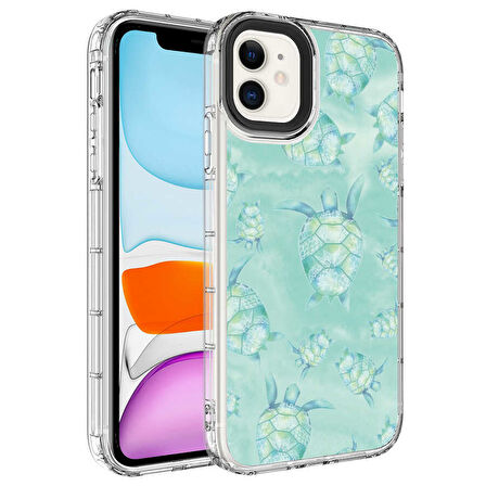 Apple iPhone 12 Kılıf Kamera Korumalı Renkli Desenli Korn Kapak