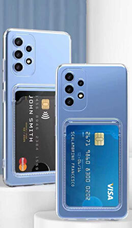 Samsung Galaxy A23 Kılıf Kartlıklı Şeffaf Silikon Kapak