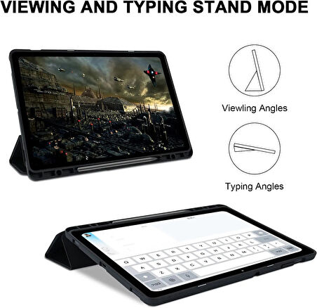 Samsung Galaxy Tab S7 FE / S7 Plus S8 Plus 12.4" Kılıf Kalem Bölmeli Smart Case X800 T730 T970