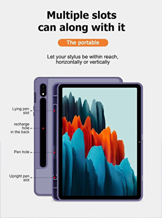 Samsung Galaxy Tab S7 FE / S7 Plus S8 Plus 12.4" Kılıf Kalem Bölmeli Smart Case X800 T730 T970