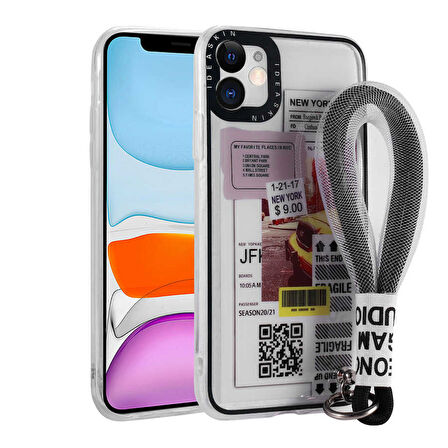 Apple iPhone 11 Kılıf Desenli El Askılı İpli Astana Kapak