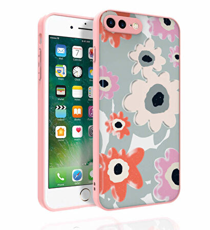 Apple iPhone 8 Plus Kılıf Desenli Parlak Nora Kapak