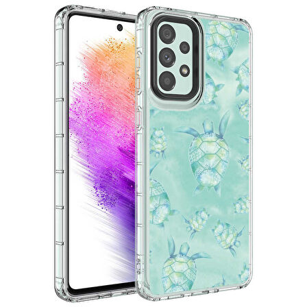 Samsung Galaxy A13 4G Kılıf Kamera Korumalı Renkli Desenli Korn Kapak