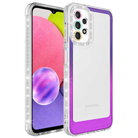 Samsung Galaxy A73 Kılıf Simli Renk Geçişli Park Kapak