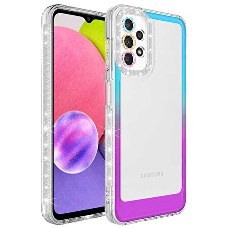 Samsung Galaxy A73 Kılıf Simli Renk Geçişli Park Kapak
