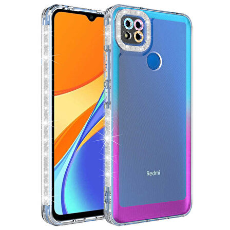 Xiaomi Redmi 9C Kılıf Simli Renk Geçişli Park Kapak