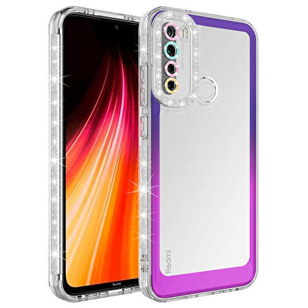 Xiaomi Redmi Note 8 Kılıf Simli Renk Geçişli Park Kapak