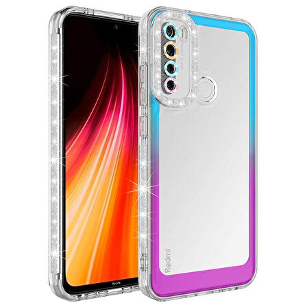 Xiaomi Redmi Note 8 Kılıf Simli Renk Geçişli Park Kapak