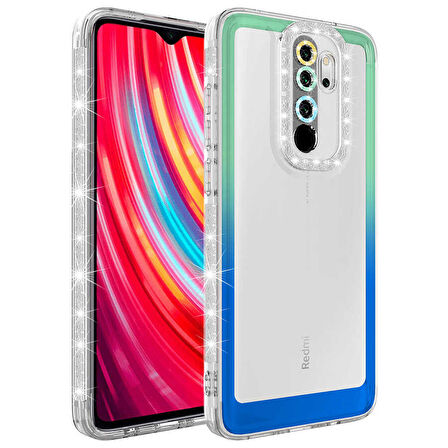 Xiaomi Redmi Note 8 Pro Kılıf Simli Renk Geçişli Park Kapak