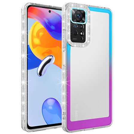 Xiaomi Redmi Note 11 Global Kılıf Simli Renk Geçişli Park Kapak