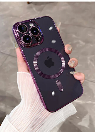 Apple iPhone 14 Pro Kılıf Magsafe Kamera Lensli Korumalı Şeffaf Silikon Kapak