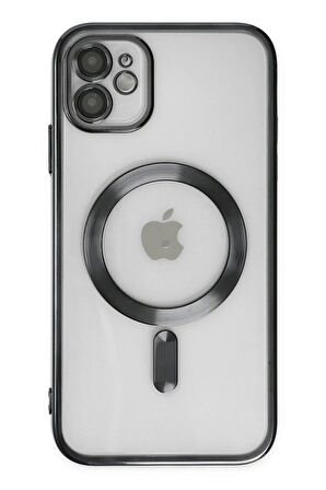 Apple iPhone 11 Kılıf Magsafe Kamera Lensli Korumalı Şeffaf Silikon Kapak