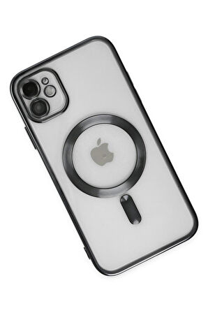 Apple iPhone 11 Kılıf Magsafe Kamera Lensli Korumalı Şeffaf Silikon Kapak