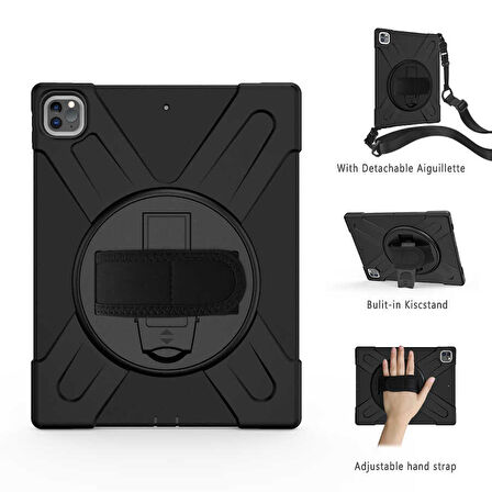Apple iPad Pro 12.9 6. Nesil Kılıf Defender Askılı Zırhlı Tank Case A2436 A2437 A2764 A2766