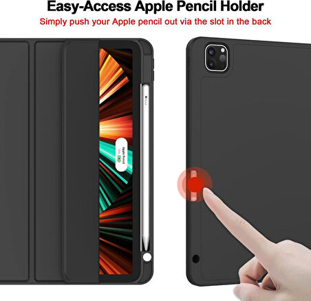 Apple iPad Pro 11 4. Nesil 3. Nesil Kılıf Pen Charge Kalem Bölmeli A2435 A2759 A2761 A2762