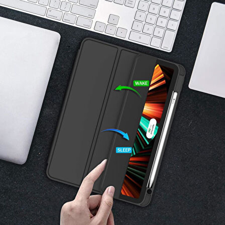 Apple iPad Pro 11 4. Nesil 3. Nesil Kılıf Pen Charge Kalem Bölmeli A2435 A2759 A2761 A2762