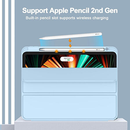 Apple iPad Pro 11 4. Nesil 3. Nesil Kılıf Pen Charge Kalem Bölmeli A2435 A2759 A2761 A2762