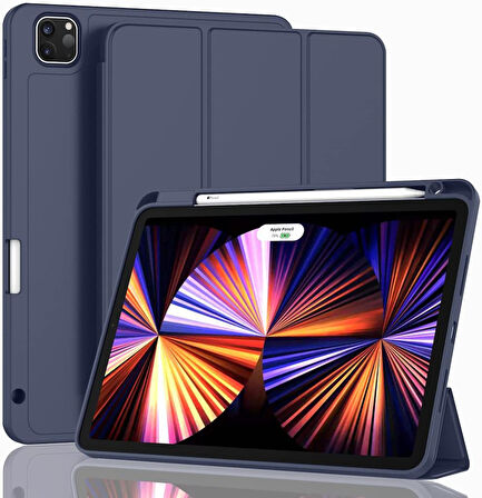 Apple iPad Pro 12.9 6. Nesil 2022 Kılıf Pen Charge Kalem Bölmeli A2436 A2437 A2764 A2766