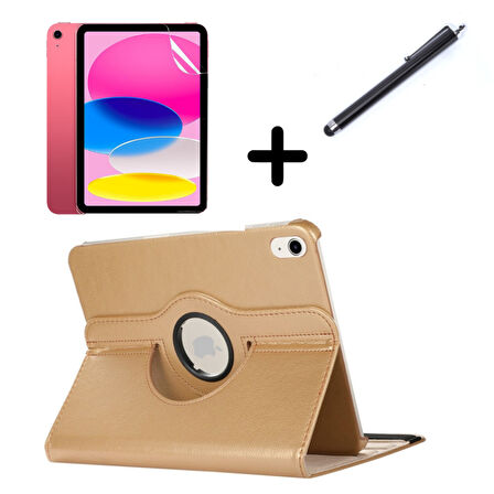 Apple iPad 11.Nesil A16 11inç/10.Nesil 10.9inç Kılıf Dönen Tablet Kilifi Ekran Koruyucu+Kalem