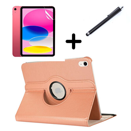 Apple iPad 11.Nesil A16 11inç/10.Nesil 10.9inç Kılıf Dönen Tablet Kilifi Ekran Koruyucu+Kalem
