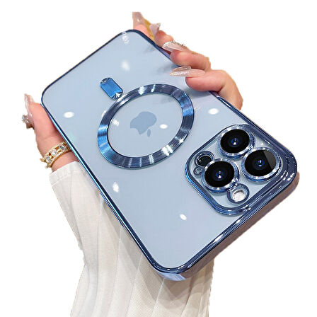 Apple iPhone 12 Pro Max Kılıf Magsafe Kamera Lensli Korumalı Şeffaf Silikon Kapak