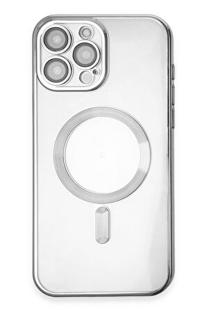 Apple iPhone 15 Pro Max Kılıf Magsafe Kamera Lensli Korumalı Şeffaf Silikon Kapak
