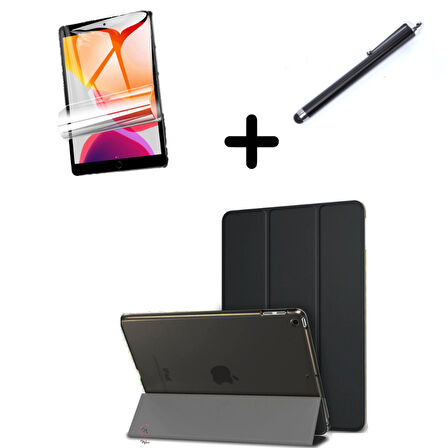 Apple iPad 7. 8. 9. Nesil 10.2 Kılıf Set PU Deri Smart Tablet Kilifi Ekran Koruyucu + Kalem