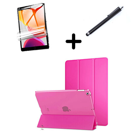 Apple iPad 7. 8. 9. Nesil 10.2 Kılıf Set PU Deri Smart Tablet Kilifi Ekran Koruyucu + Kalem
