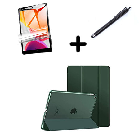 Apple iPad 7. 8. 9. Nesil 10.2 Kılıf Set PU Deri Smart Tablet Kilifi Ekran Koruyucu + Kalem